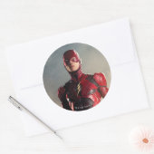 Sticker Rond Ligue de Justice | Le Flash Sur Le Champ De Batail (Enveloppe)