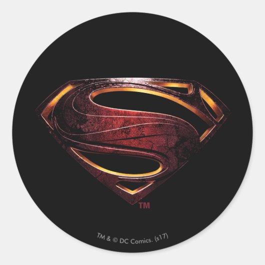 Sticker Rond Ligue de Justice | Symbole de superman métallique (Devant)