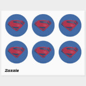 Sticker Rond Ligue de Justice | Symbole Superman brosse et demi (Feuille)