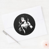 Sticker Rond Ligue de Justice | Wonder Woman Noir Pop Art (Enveloppe)