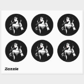 Sticker Rond Ligue de Justice | Wonder Woman Noir Pop Art (Feuille)