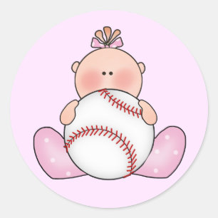 Sticker Rond Lil Baseball Baby Girl