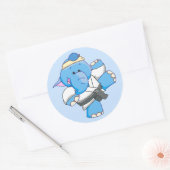 Sticker Rond Lil Blue Elephant Karate (Enveloppe)
