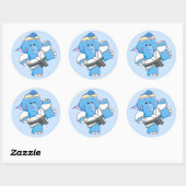 Sticker Rond Lil Blue Elephant Karate (Feuille)
