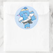 Sticker Rond Lil Blue Elephant Karate (Sac)