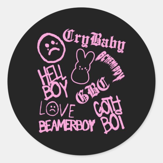 Sticker Rond Lil Emo Rap Goth Peep Hip hop Tattoo (Devant)