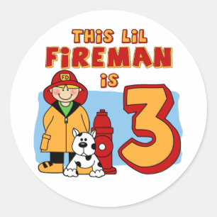 Sticker Rond Lil Fireman 3e anniversaire