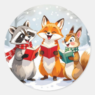 Sticker Rond Lil Forest Animaux chantant Noël Carols