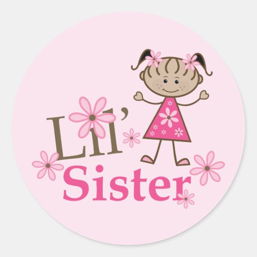 Sticker Rond Lil Sister Ethnic Stick Figure Girl (Devant)