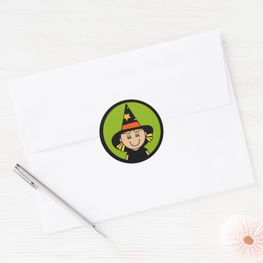 Sticker Rond Lil' Witch (Enveloppe)