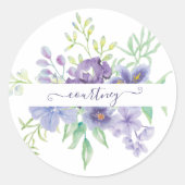 Sticker Rond Lilac aquarelle florale personnalisée (Devant)