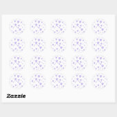 Sticker Rond Lilac clair et White Love Hearts Motif. (Feuille)