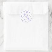 Sticker Rond Lilac clair et White Love Hearts Motif. (Sac)