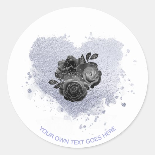 Sticker Rond *~* Lilac Fleurs cardiaques Iridescentes Blanc (Devant)