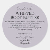 Sticker Rond Lilac Handmade Body Butter Organic (Devant)