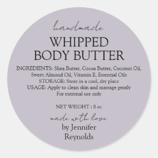 Sticker Rond Lilac Handmade Body Butter Organic