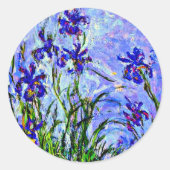 Sticker Rond Lilac Irises par Claude Monet (Devant)