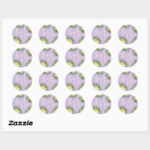 Sticker Rond Lilac jaune clair violet Rose Floral Mariage (Feuille)