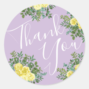 Sticker Rond Lilac jaune clair violet Rose Floral Mariage