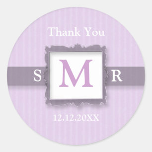 Sticker Rond Lilac Lavender Monogram Merci Favoriser