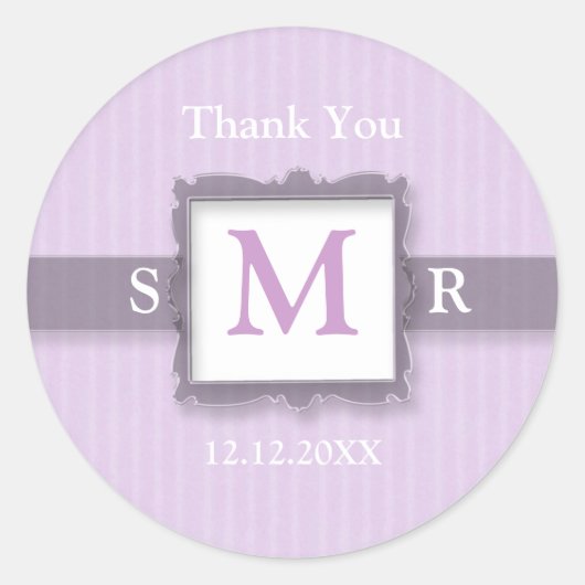 Sticker Rond Lilac Lavender Monogram Merci Favoriser (Devant)