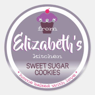 Sticker Rond Lilac Lavender Steel Ombre Cupcake Baking Étiquett