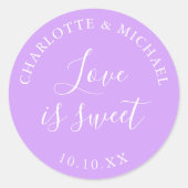 Sticker Rond Lilac Love Est Un Mariage Sucré Faveur (Devant)