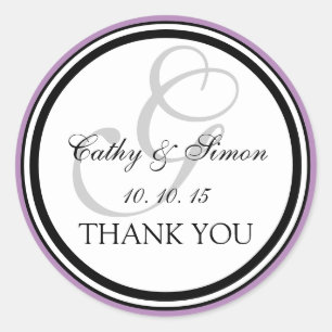Sticker Rond Lilac Monogramme noir G Merci Mariage