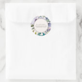 Sticker Rond Lilac Purple Aquarelle Florale Boho Adresse (Sac)