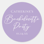Sticker Rond Lilac Purple Bachelorette Party Personalized (Devant)
