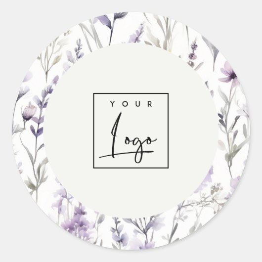 Sticker Rond Lilac Purple Fleur sauvage Butterfly Logo d'entrep (Devant)