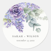Sticker Rond Lilac Succulent Eucalyptus Botanical Bunch Mariage (Devant)