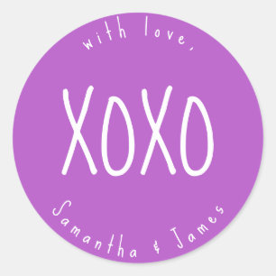 Sticker Rond Lilac XOXO Romantique Personnalisé