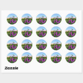 Sticker Rond Lilacs violets au coucher du soleil (Feuille)