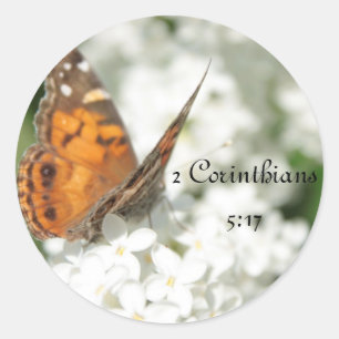 Sticker Rond Lilas de papillon de 5h17 de 2 Corinthiens