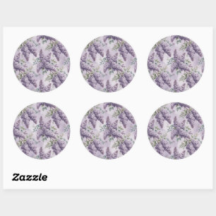 Sticker Rond Lilas Fleurs de lilas Vert sauge Lavande poudrée