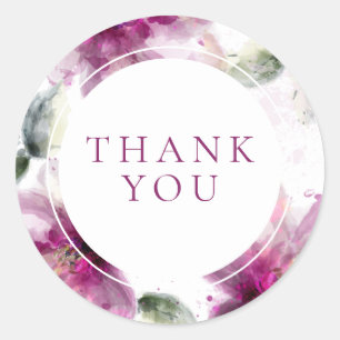 Sticker Rond Lilas Floral Mariage Shower Aquarelle