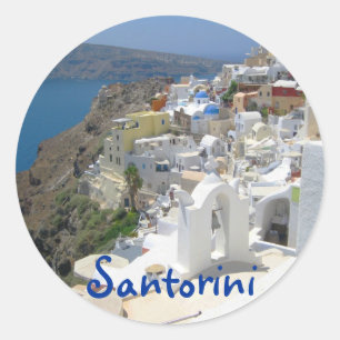 Sticker Rond L'île de Santorin Grèce