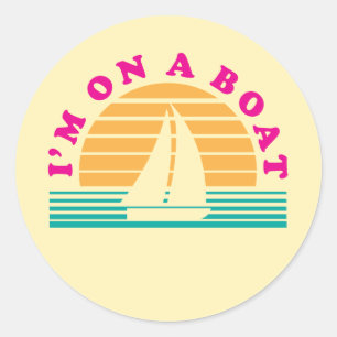 Sticker Rond L'Île Lonely En Bateau