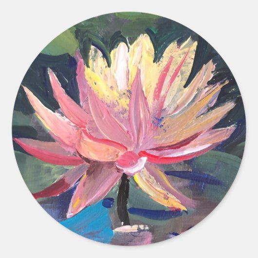 Sticker Rond Lilie rose eau (Devant)