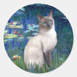 Sticker Rond Lilies 5 - Chat siamois Blue Point