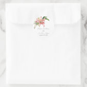 Sticker Rond Lilies Roses et Blanches Romantiques (Sac)
