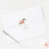 Sticker Rond Lilies Roses et Blanches Romantiques (Enveloppe)