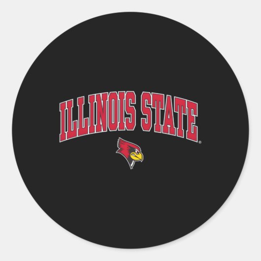Sticker Rond L'Illinois State Redbirds Arche sur le noir (Devant)