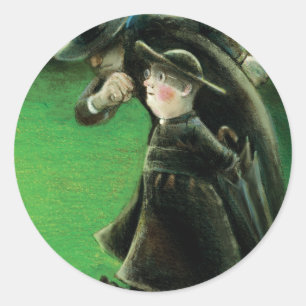 Sticker Rond L'illustration de lecteur de brun de père