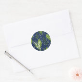 Sticker Rond Lily de Vallée avec des fougères || Bleu Foncé (Enveloppe)