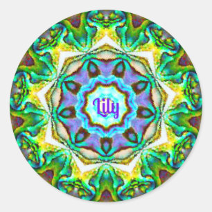 Sticker Rond LILY ~ Personalized Paua Shell Fractal ~