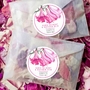Sticker Rond Lily trompette rose confetti de mariage floral art