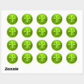Sticker Rond Lime Fleur de Lis Enveloppe Sceau Embossé Look (Feuille)