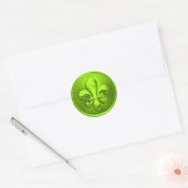 Sticker Rond Lime Fleur de Lis Enveloppe Sceau Embossé Look (Enveloppe)
